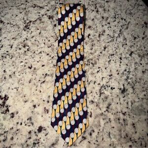 Vintage Barry Wells Necktie Teed Up 100% Silk Made In USA Golf Classic Blue Red